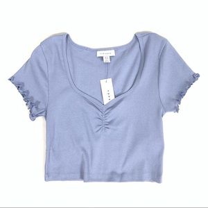 NWT Topshop Blue Ruched Crop Top size 8